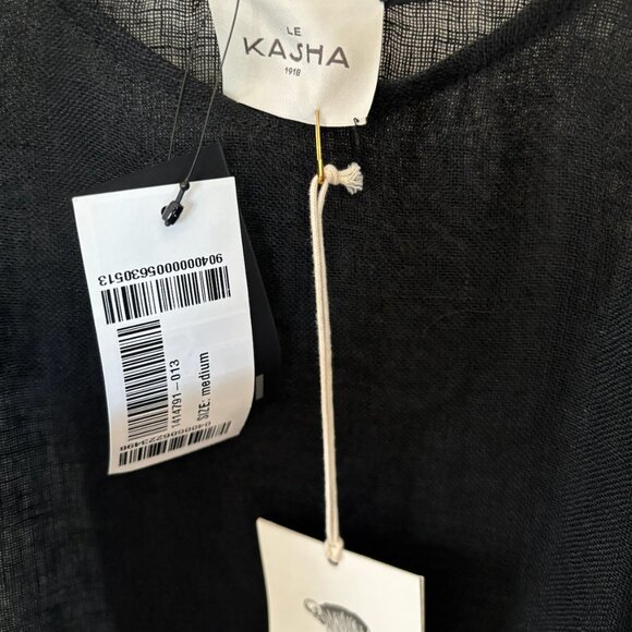 Le Kasha + Net Sustain Idfa Organic Linen Midi Dress - Black Size Medium - Picture 6 of 10